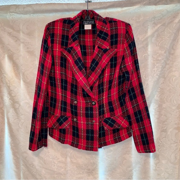 Plaid Women's Jacket - Red and Black size 7/8 - Picture 1 of 8